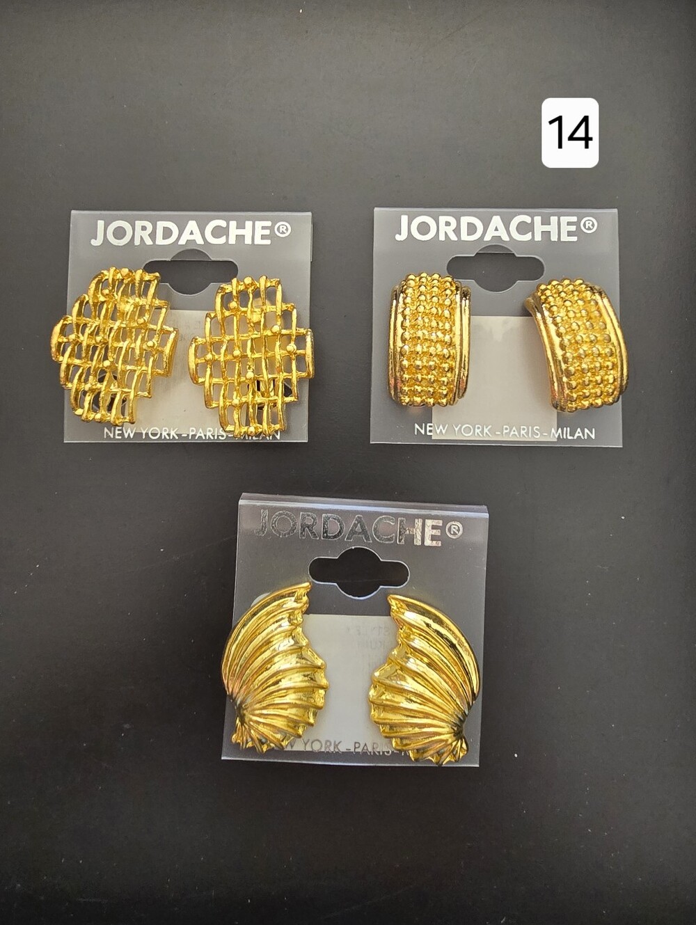 Vintage Jordache gold-tone clip-on earrings Costume jewelry
